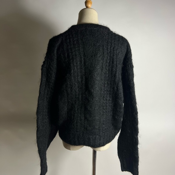 VINTAGE 90s Forenza Mohair Fuzzy Black Button Down Cardigan Large - Picture 4 of 8